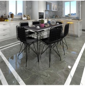 Resim Knsz masa sandalye takımı hem75mazlum grisyh 130*090 sm 6 sandalye syhsyh sırt minderli 