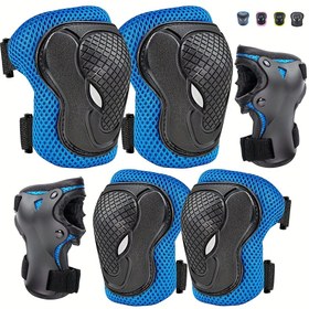 Resim 6 adet/Set Ayarlanabilir Dirsek ve Diz Pedleri ile Bilek Koruyucuları, Kaykay, BMX, Rulo Kaykay ve Bisiklet için 