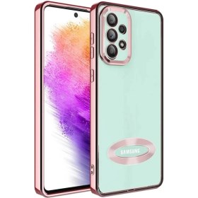 Resim M.TK Moveteck Samsung Galaxy A32 Kılıf Kamera Lens Korumalı Yazı ve Logo Gösterir Parlak Halkalı Şeffaf 