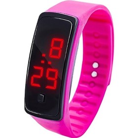 Resim Led Dijital Ekran Silikon Bilezik Çocuk Elektronik Saat Pembe Çok Renkli 