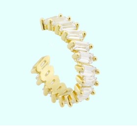 Resim Altın Kıkırdak Küpe 14 Ayar Earcuff Baget Taşlı Altın 