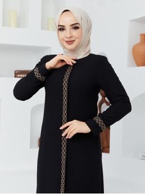 Resim SARİAL GİYİM Kol ve Boydan Taş İşlemeli Şık Kaliteli Zarif Ferace 