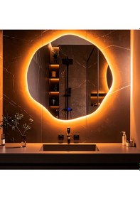 Resim Kael Amber Led'li Lavabo & Banyo Aynası Dokunmatik Sensörlü 60 X 60 Turuncu 