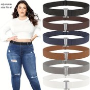 Resim 2D Düz, 1 Adet Kadınlar İçin Görünmez Esnek Bel Kemeri - Kot Pantolon, Elbise ve Kumaşlar için Metal Tokalı, Plus Beden Ayarlanabilir (Siyah/Kahverengi/Koyu Mavi/Beyaz) - Günlük Kullanım, Ofis ve İşe Gidiş Geliş Aksesuarı, Pürüzsüz Dokulu Kayış, Minimalist Tasarım, Dayanıklı Malzeme 