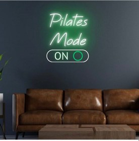 Resim Pilates Mode On Yazılı Neon Tabela Yeşil 