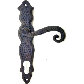 Resim Antika Tarz Dekoratif Pirinç Kıvrık Yale Kapı Kolu - 210X43 Mm, Oksit Nemere 