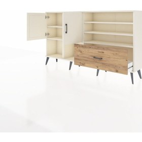 Resim Arges Konsol 7 Raflı Tek Çekmeceli 2 Kapaklı 176x30x99 Aytaşı-aytaşı/çam Aytası/atlas Çam - Aytası 
