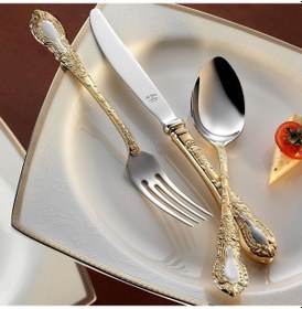 Resim Aryıldız Çırağan Prestige 89 Parça 12 Kişilik Çatal Kaşık Bıçak Takımı Plus Parlak Altın 