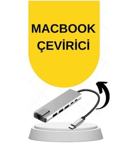 Resim Macbook Pro/air Uyumlu Usb Type-c 8 In 1 Hub Dönüştürücü Çevirici Çoklayıcı Usb Hdmı Micro Sd 8 Girişli 
