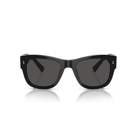 Resim Dolce&Gabbana Unisex Siyah-Füme Organik (UV) Cam Selüloz Asetat (Selüloid) Kapalı Çerçeve Dikdörtgen Güneş Gözlüğ 
