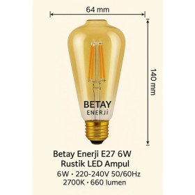 Resim K2 LED Fılament Bulb Rustik Ampül KE605 