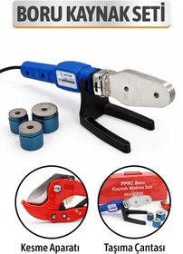 Resim Badem10 Mini PPRC Boru Kaynak Makinesi Seti 500 Watt 20 25 32 mm Pafta Uçlu Makaslı Metal Taşıma Çantası 