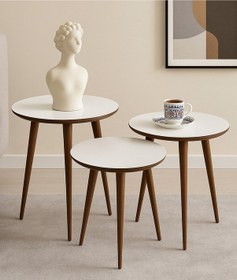 Resim Madrid Zigon Sehpa Ay Taşı Krem 