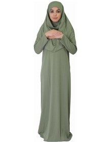 Resim Zehranaz Namaz Elbisesi Açık Haki Fermuarsız Namaz Elbisesi 