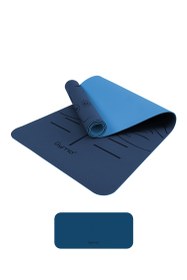 Resim Gymo Sembol Hizalamalı 6mm TPE Yoga Matı Pilates Minderi Diz Dirsek Koruyucu Matlı Set Mavi 
