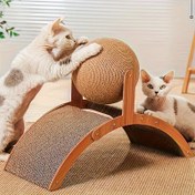 Resim Kedi Tırmalama Topu Oyuncak, Dikey Kedi Tırmalama Tahtası, Aşınmaya Dayanıklı Kedi Tırnak Bileme Sütunu Dalgalı Kağıt Kendi Rahatlaması İçin 