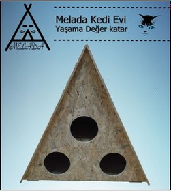 Resim Melada Kedi Evi Dış Ortam Uygun Ahşap Kedi Evi Osb 78x76x35 Cm 
