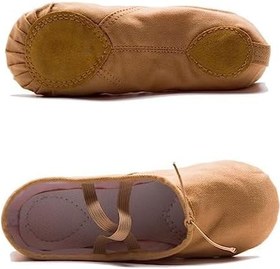 Resim Bale ayakkabısı, streç kanvas, kaymaz dans ayakkabısı, bale egzersizi ayakkabısı, bale antrenmanı, pilates ayakkabısı, bale dansçıları için, yoga ayakkabısı, açık kahverengi, Açık 