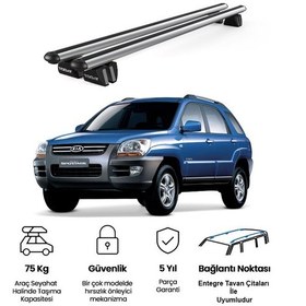 Resim Pençe Kia Sportage 2004-2010 Uyumlu Gri Ara Atkı Port Bagaj Tavan Barı 