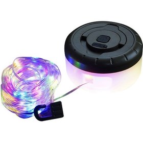 Resim Yaozixa Kamp Lamba Ve Işık Zinciri 2'li 1, Rgb Renkli + Isıklı Beyaz Led Işık, 5 Modlu, 1800mah Batarya, Ip67 Su Geçirmez, Kamp, Çadır Dekorasyonu Için Çok Renkli 
