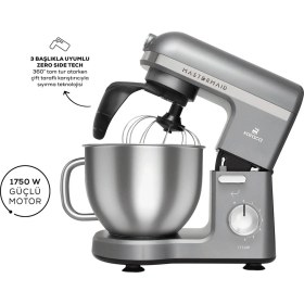 Resim Karaca Mastermaid Chef Pro Çift Kollu Stand Mikser Galaxy Grey 1750 W 