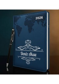 Resim Bk Gift Kişiye Özel İsimli Termo Sert Kapak 2026 Lacivert Ajanda & Kalem -2, Öğretmenler Günü Hediyesi, Yeni İş Hediyesi 35320 Bk Gift Renkli 