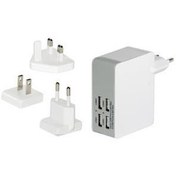 Resim ED-31809 ednet Evrensel (EU/UK/US) Seyahat Şarj Seti , 4 x USB Port 