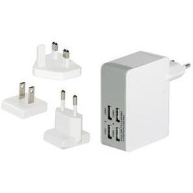 Resim ED-31809 ednet Evrensel (EU/UK/US) Seyahat Şarj Seti , 4 x USB Port 