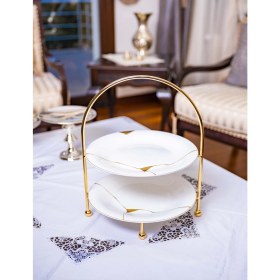 Resim Bakır Concept Gümüş Kaplama İki Katlı Etejer Sunumluk 