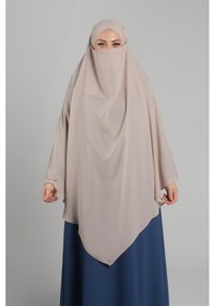 Resim Hürrem Bone Bej Pratik Hazır Geçmeli Tesettür Eşarp Krep Bağcıklı Çift Katlı Sufle Hijab 2314 12 BEj 