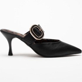 Resim Debora Taş Detaylı Yüksek Topuk Kadın Terlik Ayakkabı Siyah 