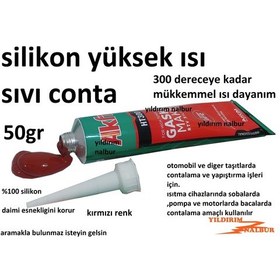 Resim Akfix Sıvı Conta 300 Derece Kırmızı Renk 50Gr Yüksek Isı Silikon 