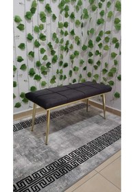 Resim Özcan Metal Gold Metal Ayaklı Metal Kasalı Bench Mutfak Salon Antre Yatak Odası Balkon Puf Bank Antrasitgri 