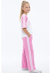 Resim Modanino Kız Çocuk Alt-üst Takım-garni Ve Biye Detaylı -yazı Baskılı 4-12 Yaş 12549 Pembe 