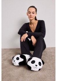 Resim Defacto Kadın Panda Temalı Düz Taban Panduf C8509ax25wnwt55 Beyaz-wt55 