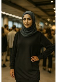 Resim Trendhazan 2 İplik İnce Mevsimlik Uzun Tunik Siyah 