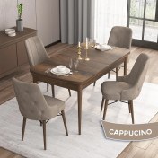 Resim Canisa Concept Iza Serisi, 80 X 132 cm Açılabilir Mdf Masa, Barok Ahşap Desen Mutfak Masa Takımı, 4 Sandalye 