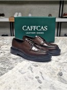 Resim Caffcas Hakiki Deri Kahverengi Croco Günlük Oxford Erkek Ayakkabı 1445-21 