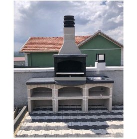 Resim Mangal Barbekü 80 Lik Davlumbazlı Evyeli Ve Masalı Model 