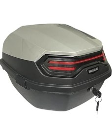 Resim WHEELIE 32 Litre Su Geçirmez Motosiklet Arka Çanta Gümüş Beyaz Parlak ABS Çift Kilitleme Üniversal 