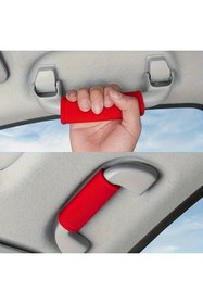 Resim KYLE XM Kırmızı 4 Adet Araç içi Tutunma Kolu Kılıfı Şık Tasarım Oto Aksesuar Suni Deri Çırtlı 