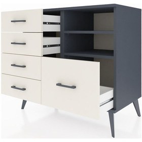 Resim Hyperion Şifonyer 2 Raflı 5 Çekmeceli 88x44x80 Antrasit-antrasit/aytaşı Antrasit/aytaşı 