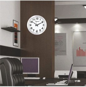 Resim Aluminyum Çerçeve Ofis Otel Işyeri Sade Duvar Saati Beyaz - Metal 