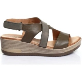 Resim Bueno Shoes Kemerli Deri Kadın Dolgu Topuk Sandalet 9L3306 