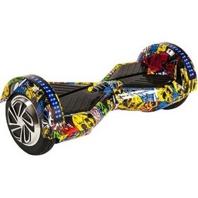 Resim Smart Balance Elektrikli Kaykay Hoverboard 8.5 Inch Ledli Uzay Kasa Bluetoothlu Sarı Grafiti Çok Renkli 