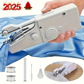 Resim 1 adet Mini Taşınabilir Pil ile Çalışan Dikiş Makinesi - Elde Taşınabilir Kumaş, Kumaş ve Giysi Dikiş Aracı, Dayanıklı Plastik Gövde ile Başlangıçlar ve El Sanatçıları için İdeal, Başlangıç Dikiş Makinesi | Kompakt Dikiş Makinesi | Dayanıklı Plastik Gövde, Taşınabilir Dikiş Makinesi 