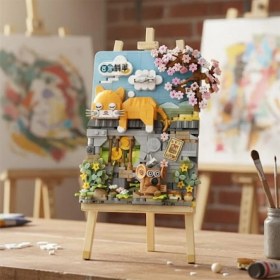 Resim NessiWorld LZ1386 Loz Yatan Kedi Ahşap Boyama Block Oyuncak 787 Parça 