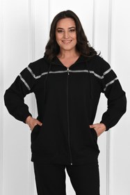 Resim Kadın Sim Detaylı Büyük Beden Eşofman Takımı 3671-23 - XL / Kahverengi 