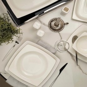 Resim KÜTAHYA BONE MARE 62 PARÇA YEMEK TAKIMI PLATİN FİLELİ BNMR62YT220 