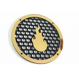 Resim Midrange Alev Temalı Kişiye Özel Tasarım Pleksi Hoparlör Kapağı 16 cm 2 Adet 
